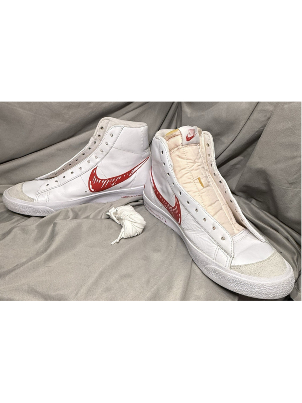 Men’s Nike Blazer Mid 77 OG Sketch Sneakers White Red CW7580-100 Size 8